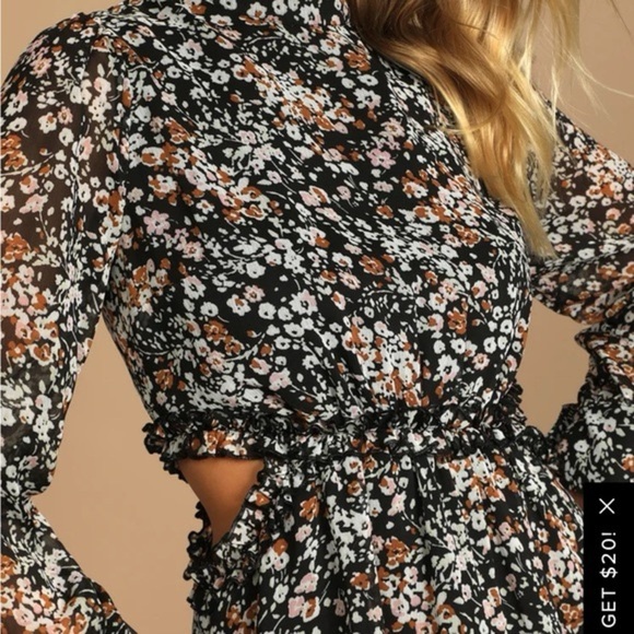 Lulus Floral Black Dress with cut outs. Size Small. NWOT! - Picture 2 of 3